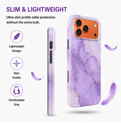 For iPhone 17 Pro Max Magsafe Marble Pattern Dual Layer Protective Case – Purple