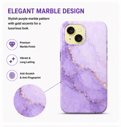 For iPhone 13 Magsafe Marble Pattern Dual Layer Protective Case – Purple