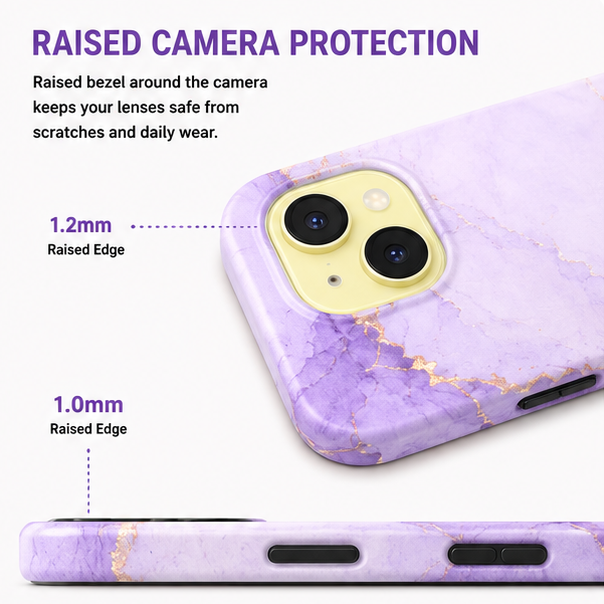 For iPhone 13 Magsafe Marble Pattern Dual Layer Protective Case – Purple