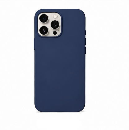 For iPhone 16 Pro Max Navy Blue Silicone Shockproof Case + 2 Pack Tempered Glass Screen Protectors | Soft Touch Protective Cover | Navy Blue