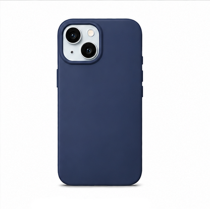 For iPhone 15 Navy Blue Silicone Shockproof Case + 2 Pack Tempered Glass Screen Protectors | Soft Touch Protective Cover | Navy Blue