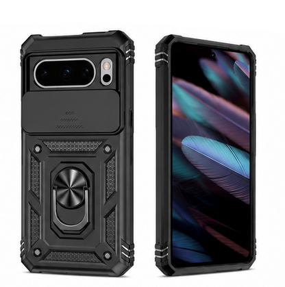 For Google Pixel 7 Rugged Case with Rotating Ring Kickstand | Heavy Duty Shockproof Protective Cover |  Black