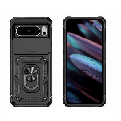 For Google Pixel 7 Rugged Case with Rotating Ring Kickstand | Heavy Duty Shockproof Protective Cover |  Black