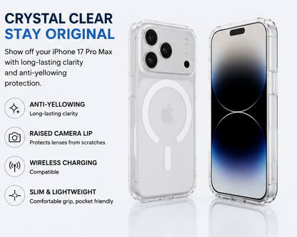 iPhone 17 Pro Max Clear MagSafe Case – Transparent Shockproof