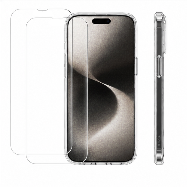 For iPhone 13 Pro Crystal Clear Shockproof Phone Case + 2 Pack Tempered Glass Screen Protectors |Shockproof | Scratch Resistant