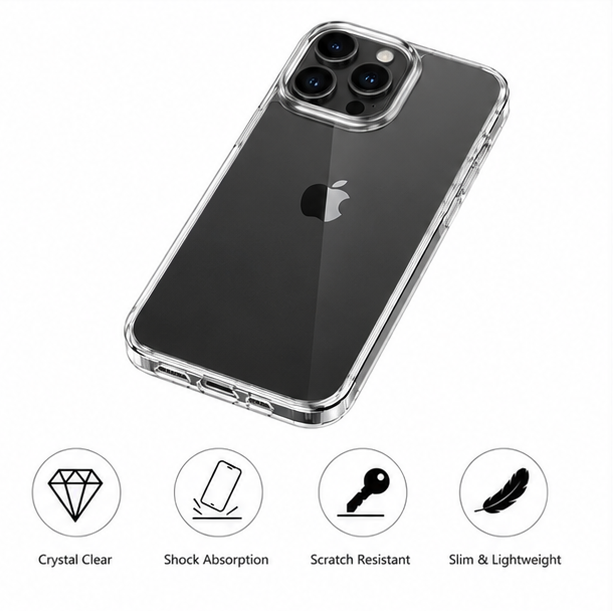For iPhone 13 Pro Crystal Clear Shockproof Phone Case + 2 Pack Tempered Glass Screen Protectors |Shockproof | Scratch Resistant
