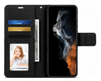 For Samsung Galaxy A17 Wallet Case Black + 2 x Screen Protectors