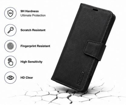 For Samsung Galaxy A17 Wallet Case Black + 2 x Screen Protectors
