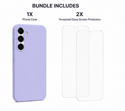 For Samsung Galaxy A16 Silicone Shockproof Light Purple Case + 2 Screen Protectors