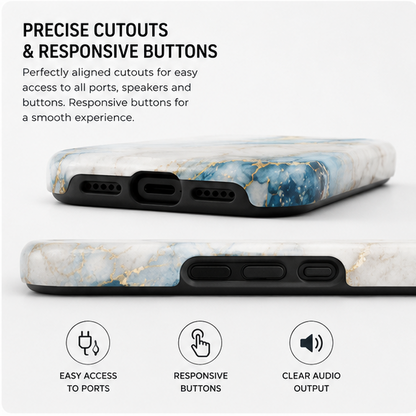 For iPhone 13 Magsafe Marble Pattern Dual Layer Protective Case – BlueWhite
