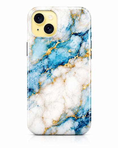 For iPhone 13 Magsafe Marble Pattern Dual Layer Protective Case – BlueWhite