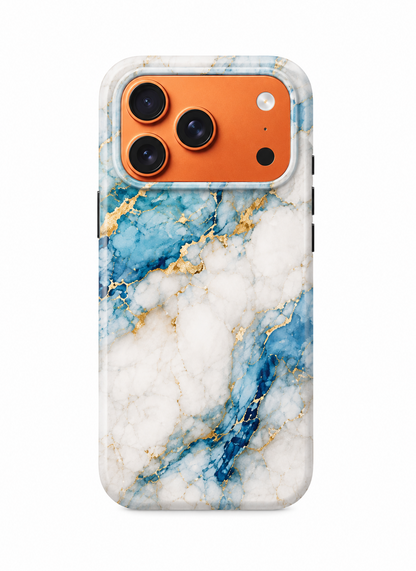 For iPhone 17 Pro Magsafe Marble Pattern Dual Layer Protective Case – BlueWhite