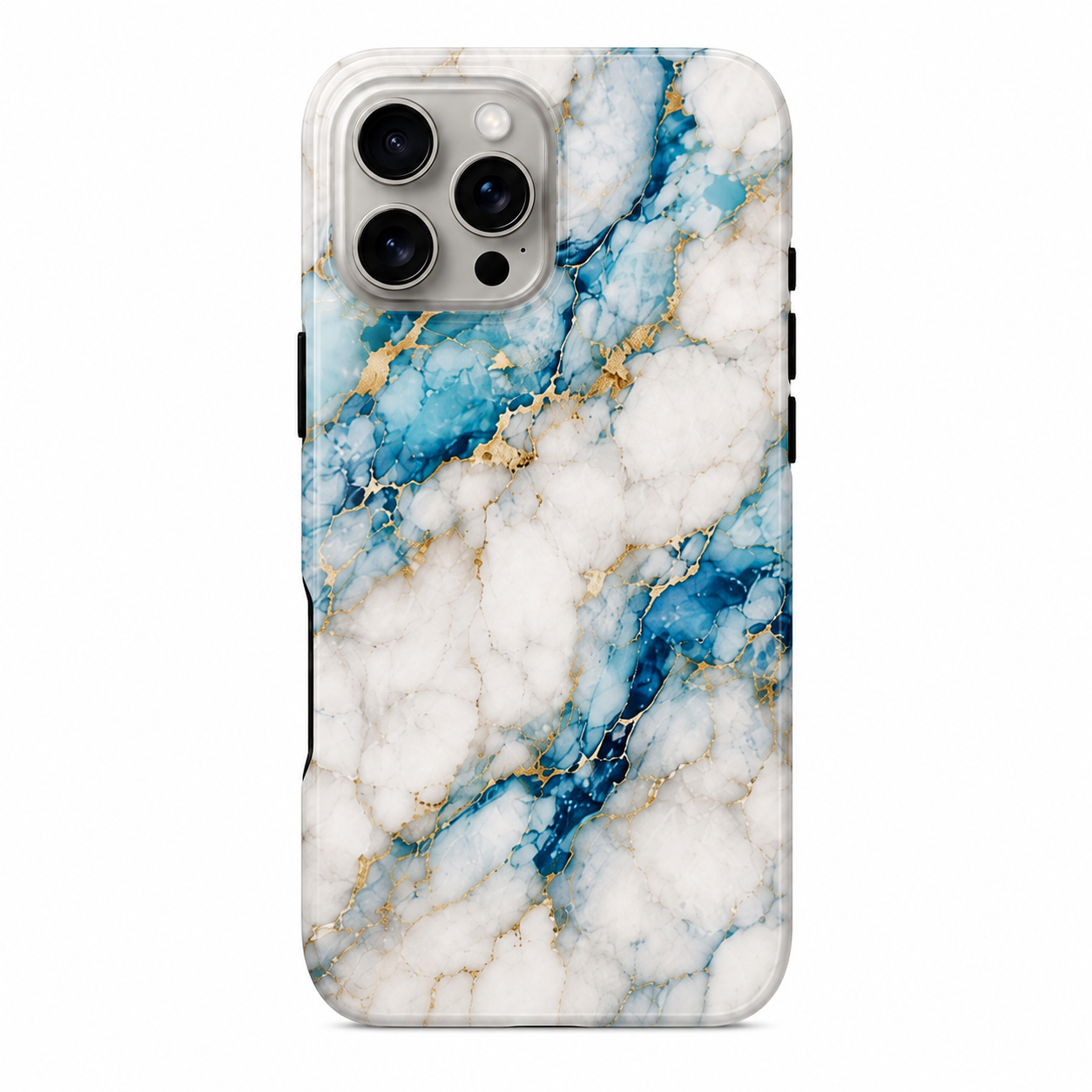 For iPhone 13 Pro Max Magsafe Marble Pattern Dual Layer Protective Case – BlueWhite