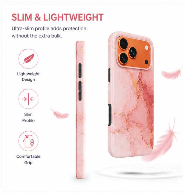For iPhone 17 Pro Magsafe Marble Pattern Dual Layer Protective Case – Pink