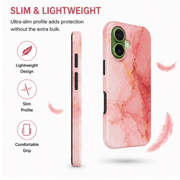 For iPhone 16 Magsafe Marble Pattern Dual Layer Protective Case – Pink