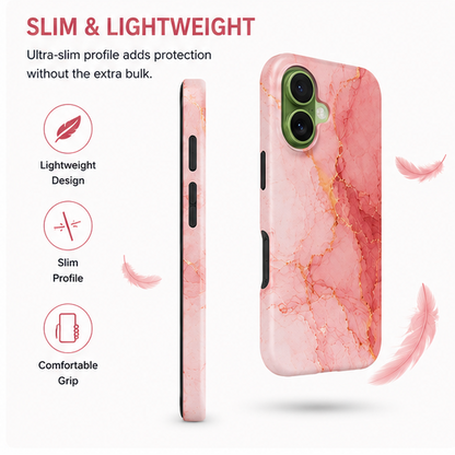For iPhone 16 Magsafe Marble Pattern Dual Layer Protective Case – Pink