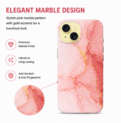 For iPhone 15 Magsafe Marble Pattern Dual Layer Protective Case – Pink