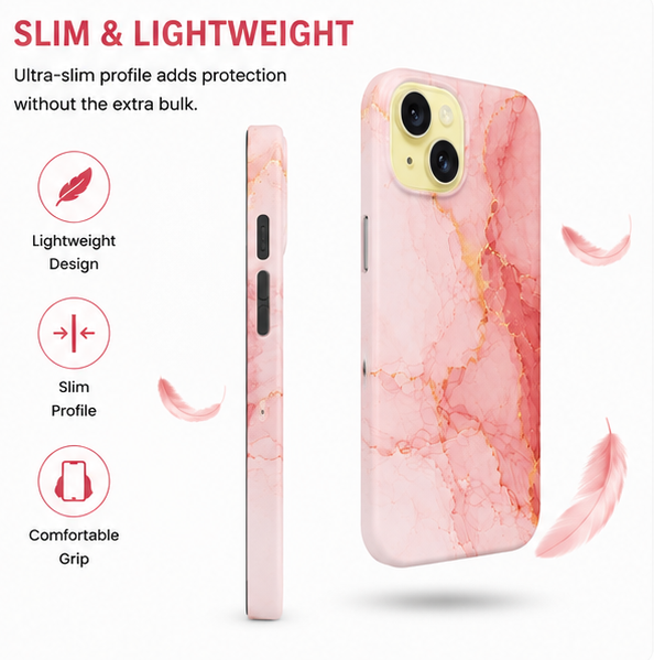 For iPhone 15 Magsafe Marble Pattern Dual Layer Protective Case – Pink