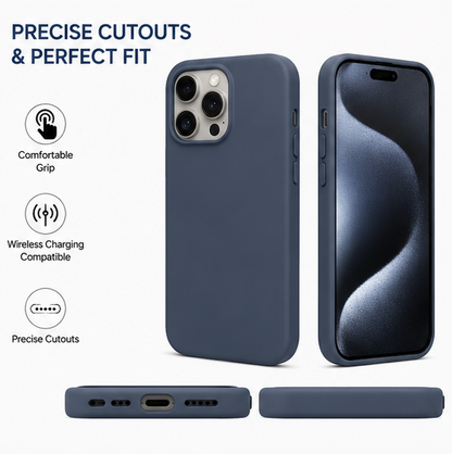 For iPhone 15 Pro Max Silicone Case -Navy Blue, Slim Fit Cover
