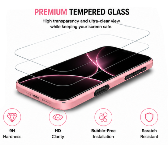 For iPhone 16 MagSafe Pink Spin Grip Ring Stand Case + 2 Pack Tempered Glass Screen Protectors