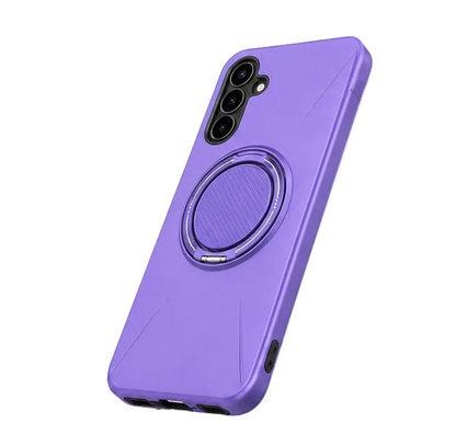 For Samsung Galaxy S24 Light Purple Magsafe Spin Grip Phone Case + 2 Pack Tempered Glass Screen Protectors