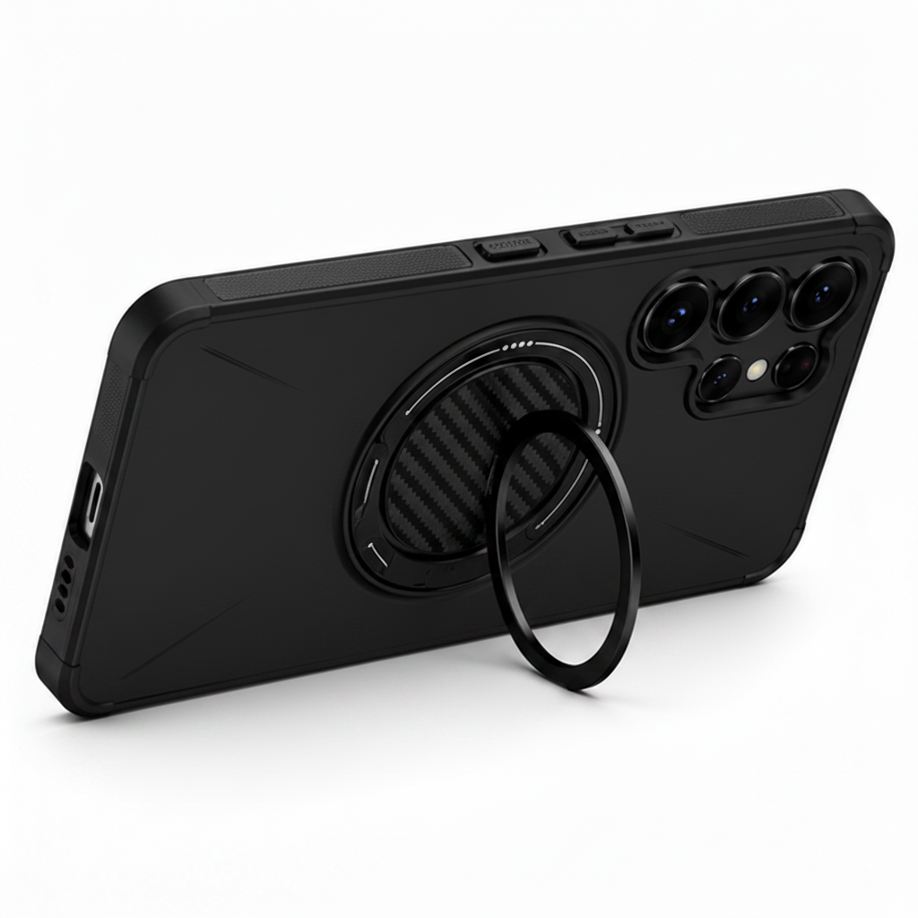 For Samsung Galaxy S22 Ultra Magsafe Case Spin Grip Black Phone Cover