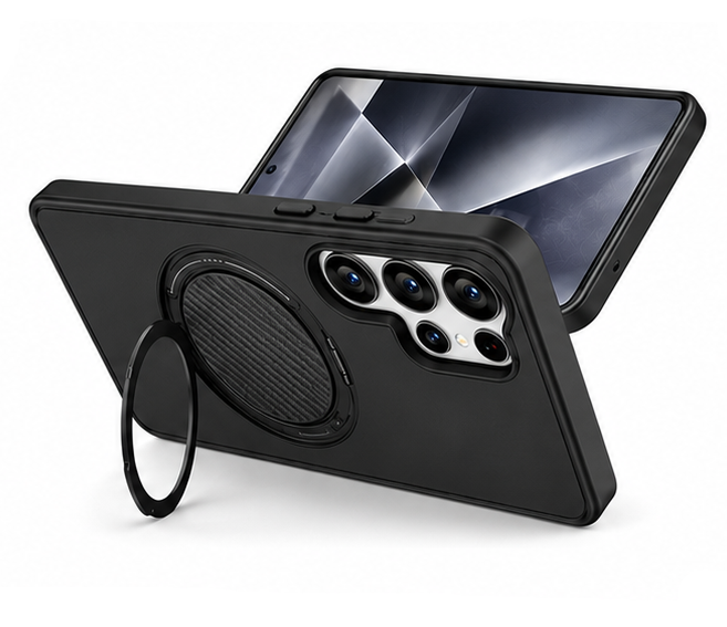 For Samsung Galaxy S22 Ultra Magsafe Case Spin Grip Black Phone Cover
