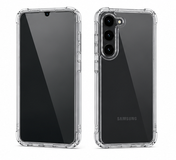 For Samsung Galaxy S23 Clear Shockproof Case + 2 Pack Tempered Glass Screen Protectors | Crystal Clear Protective Cover