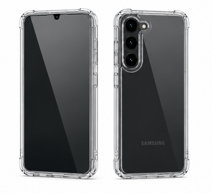 For Samsung Galaxy S23 Clear Shockproof Case + 2 Pack Tempered Glass Screen Protectors | Crystal Clear Protective Cover