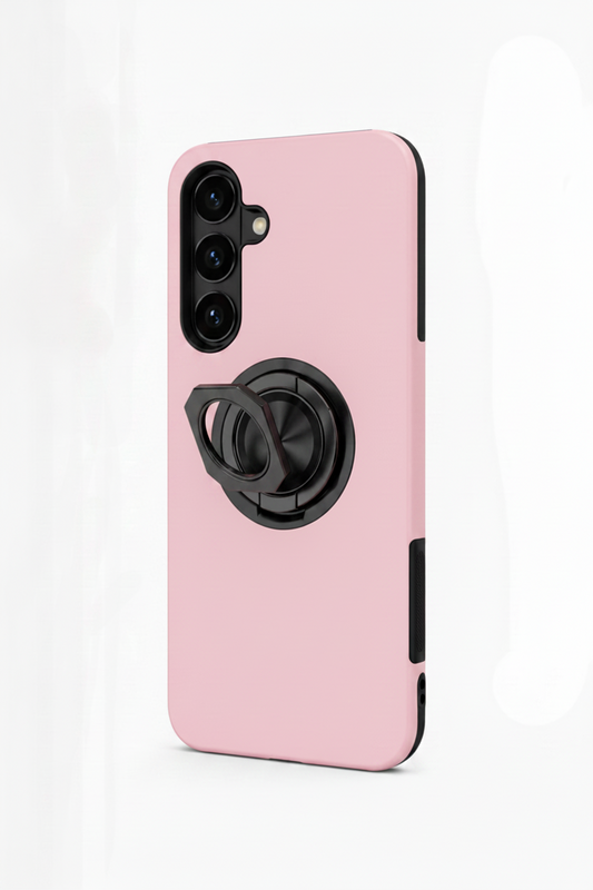 For Samsung Galaxy A37 Pink Magnetic Ring Stand Shockproof Phone Case + 2x Tempered Glass Screen Protectors
