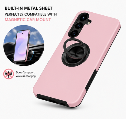For Samsung Galaxy A27 Case with Ring Holder Kickstand Phone Case,Pink