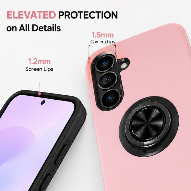 For Samsung Galaxy A27 Case with Ring Holder Kickstand Phone Case,Pink
