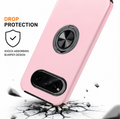 For Google Pixel 9a Shockproof Ring Magnetic Phone Case-Pink