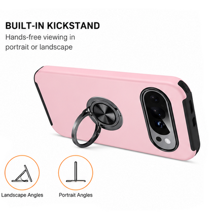 For Google Pixel 9a Shockproof Ring Magnetic Phone Case-Pink