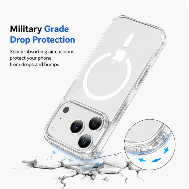 iPhone 17 Pro Clear MagSafe Case – Transparent Shockproof