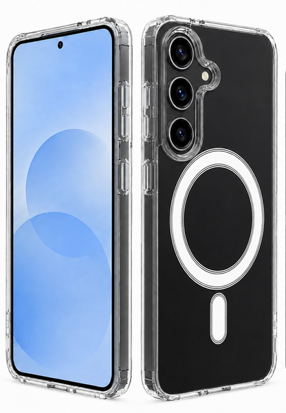 For Samsung Galaxy A26 Clear Magsafe Case + 2 Glass Screen Protectors – MagSafe Compatible Shockproof Cover