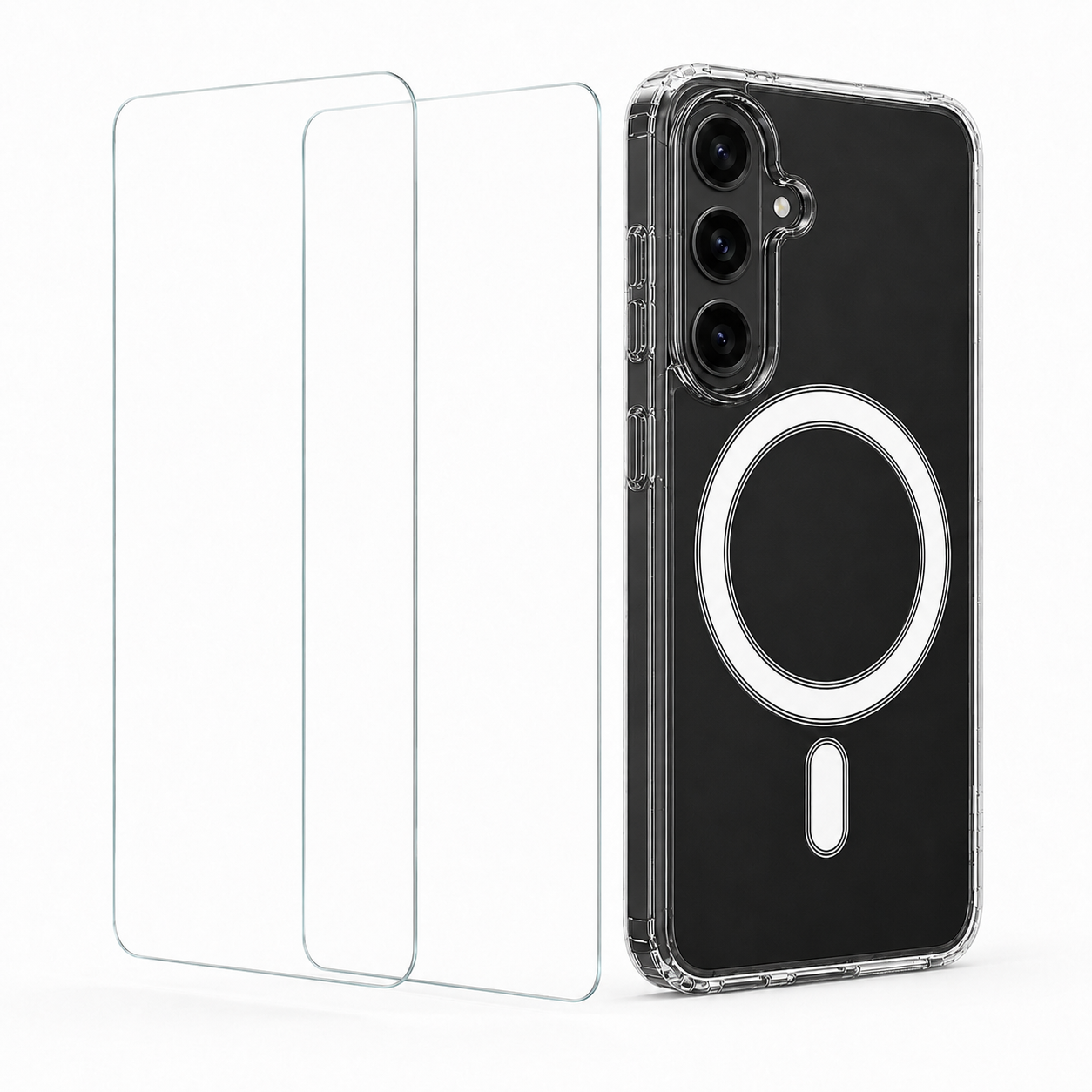 For Samsung Galaxy A27 Clear Magsafe Case + 2 Glass Screen Protectors – MagSafe Compatible Shockproof Cover