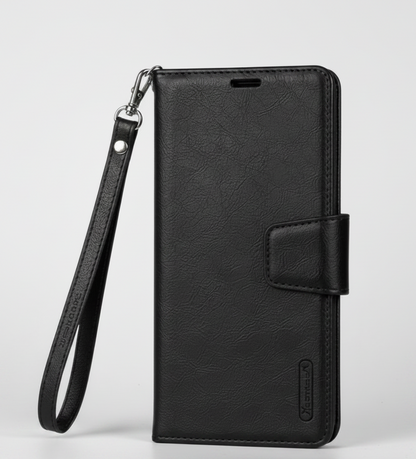 For Google Pixel 11 Wallet Case Black Flip Cover with Lanyard