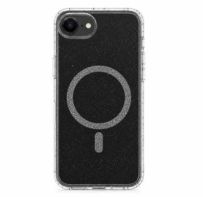 For iPhone 16e Shockproof Glitter Clear MagSafe Case