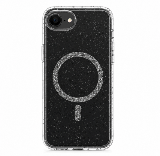 For iPhone 16e Shockproof Glitter Clear MagSafe Case