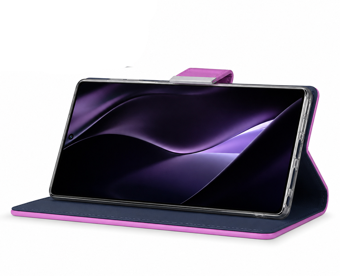 Dual layers wallet Cover For Samsung Galaxy S25 Ultra,Purple