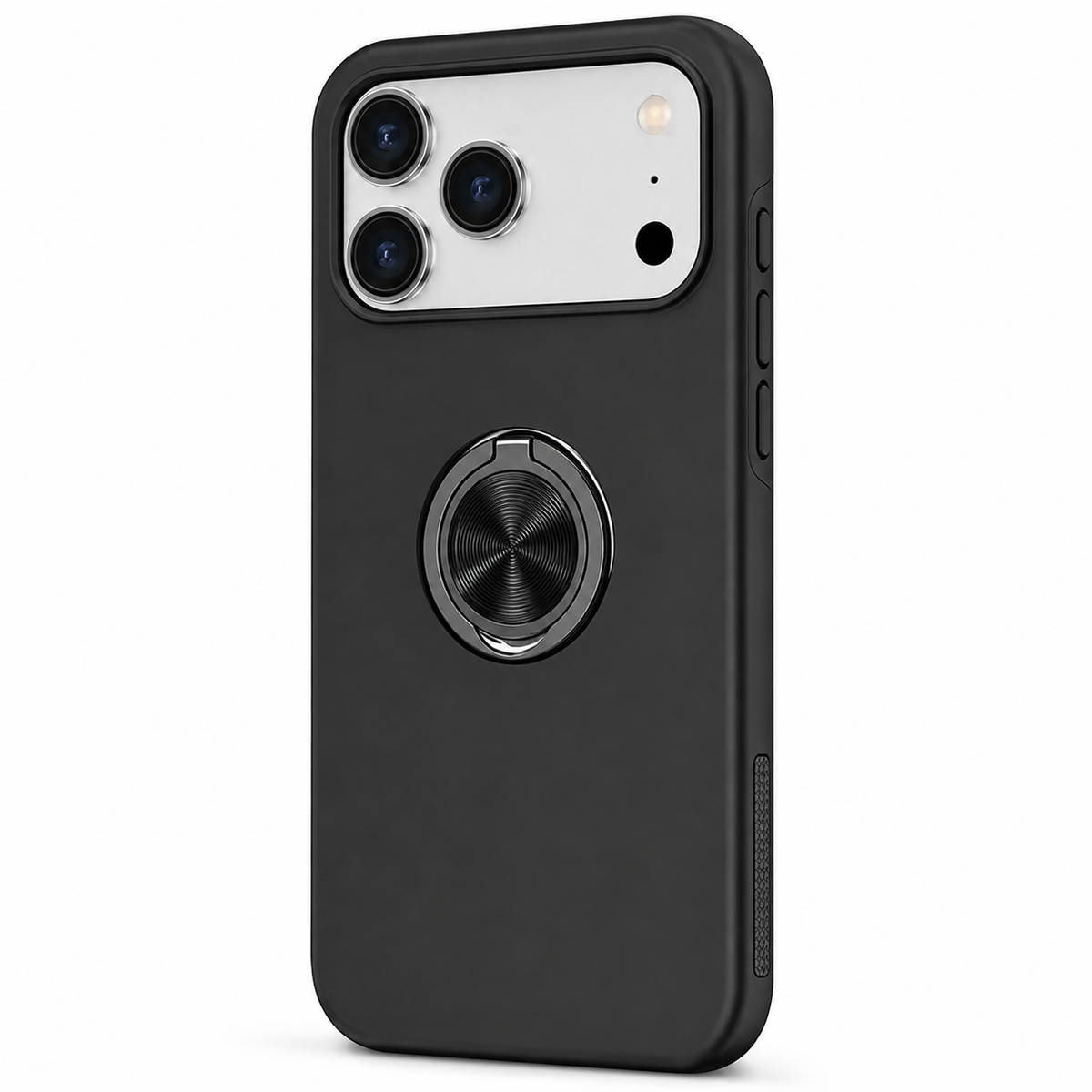 For iPhone 17 Pro Case with Metal Ring Stand-Black