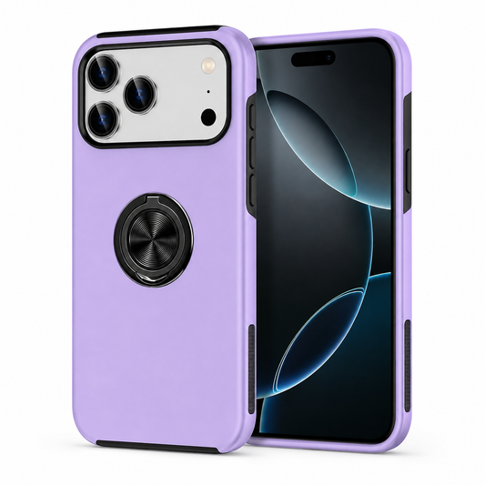 For iPhone 17 Pro Case with Metal Ring Stand-Purple