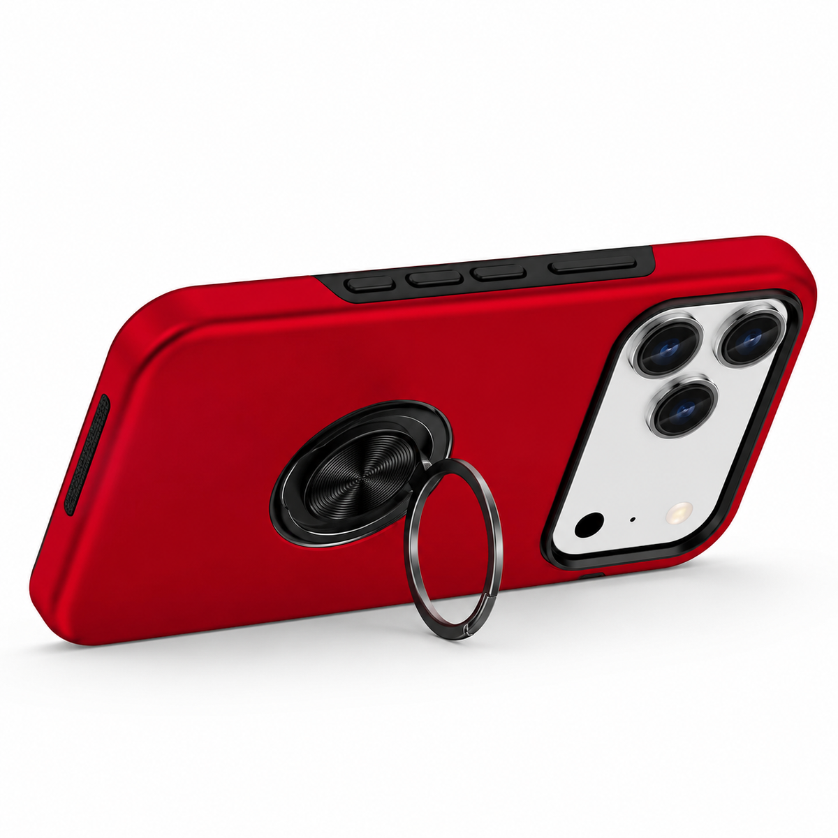 For iPhone 17 Pro Case with Metal Ring Stand-Red