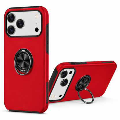 For iPhone 17 Pro Case with Metal Ring Stand-Red