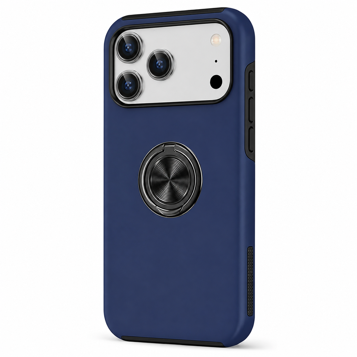For iPhone 17 Pro Case with Metal Ring Stand-Navy Blue