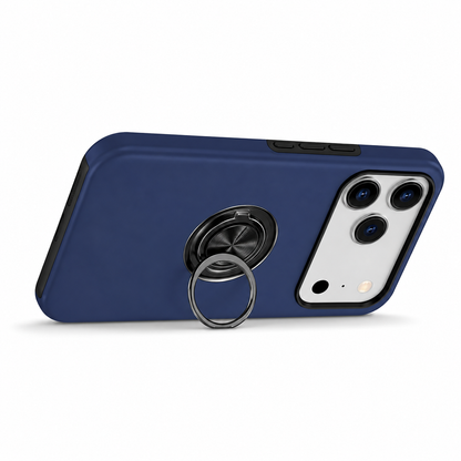 For iPhone 17 Pro Case with Metal Ring Stand-Navy Blue