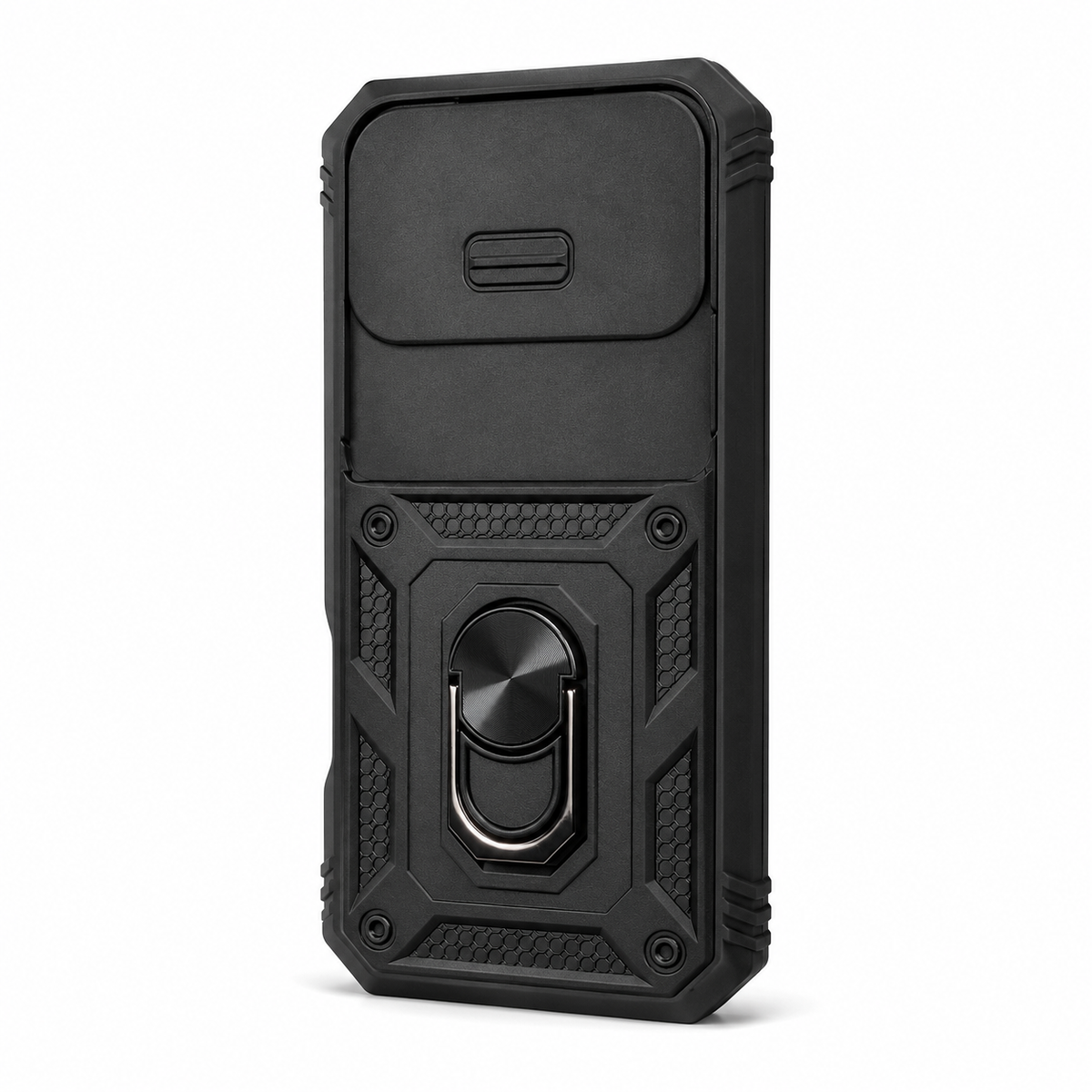For iPhone 18 Pro Max Rugged Case with Sliding Camera Cover & Kickstand – Black