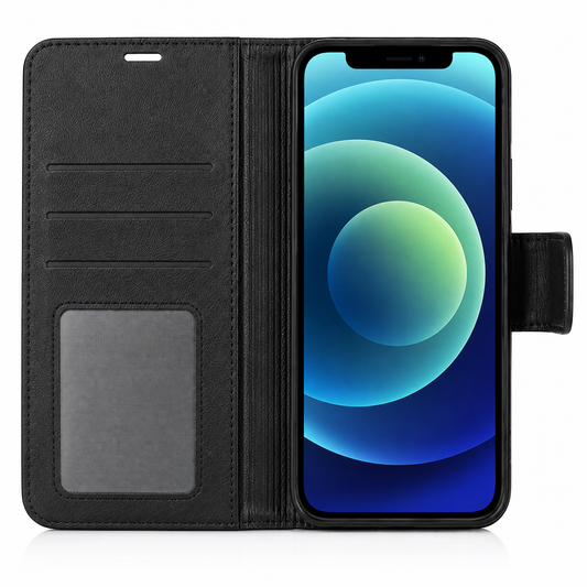 For iPhone 13 Wallet Case with Card holder Black Colour Flip Cover