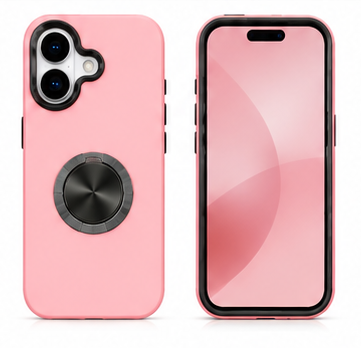 For iPhone 17 Magsafe Ring Stand Shockproof Pink Case + 2x Tempered Glass Screen Protectors